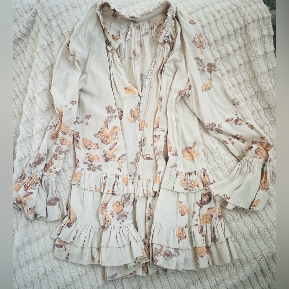 Floral free people long sleeve dress